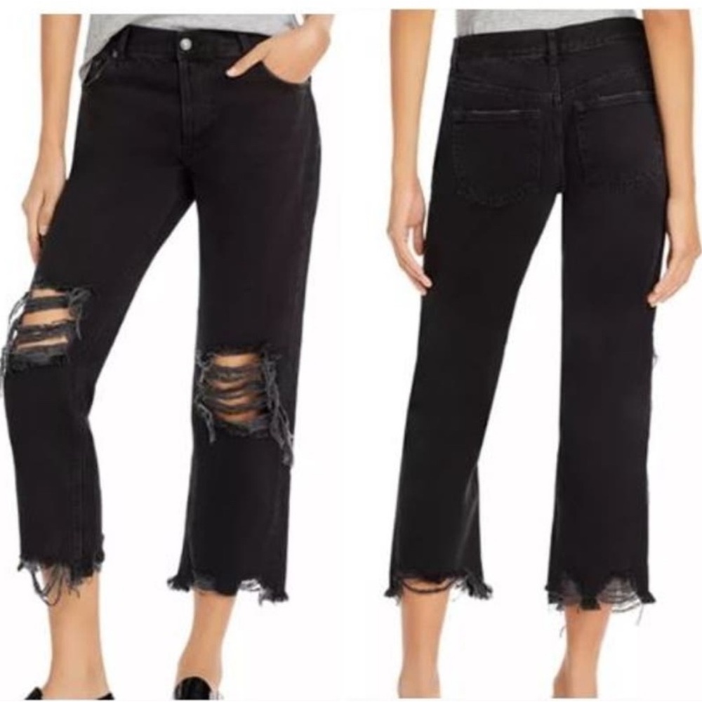 Free People, We The Free, Black distressed ankle cut jeans size 28